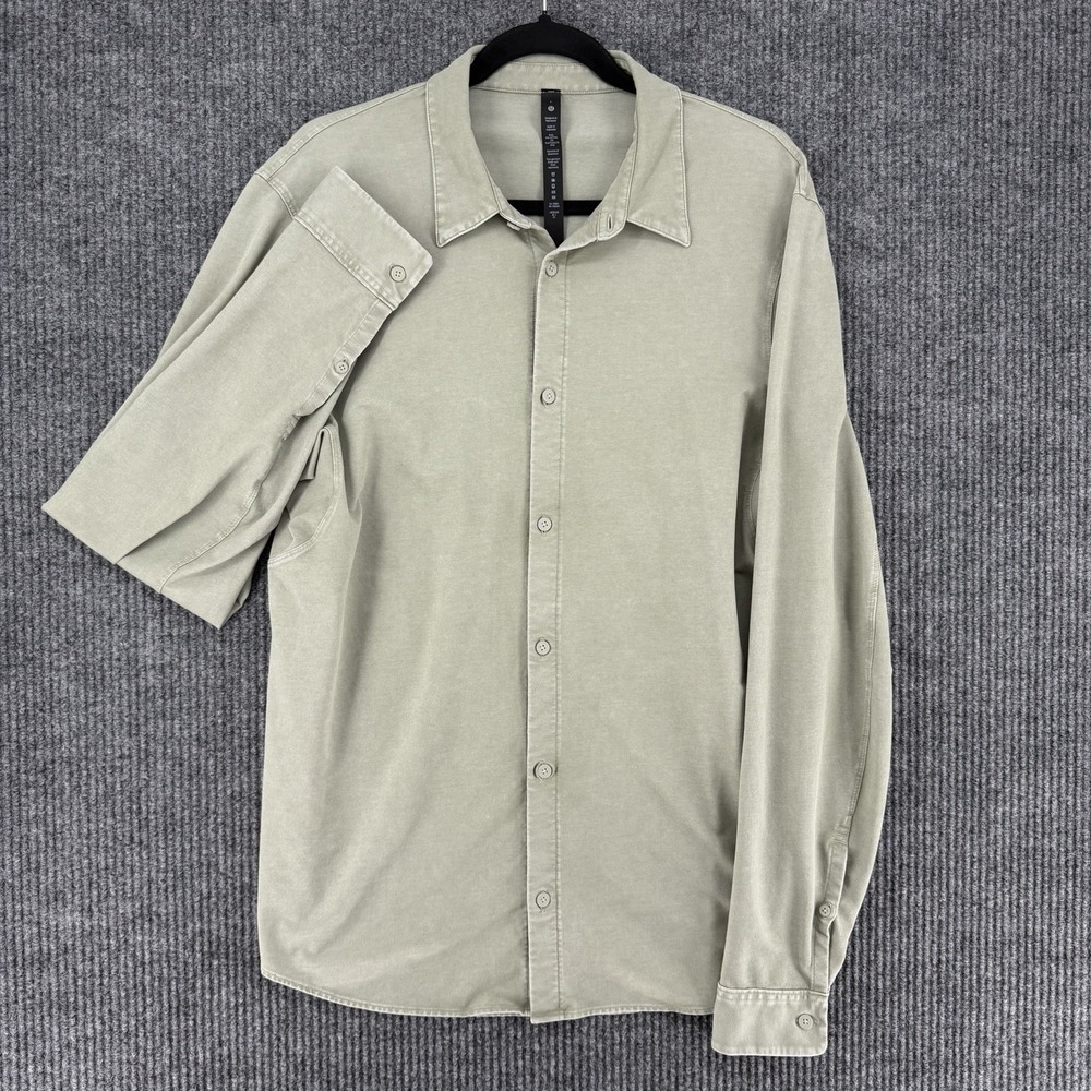 Lululemon Commission long sleeve shirt Green fern quick dry Mens Large preppy